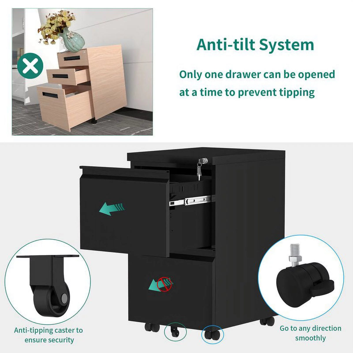 2 Drawer Locking Steel File Cabinet A574
