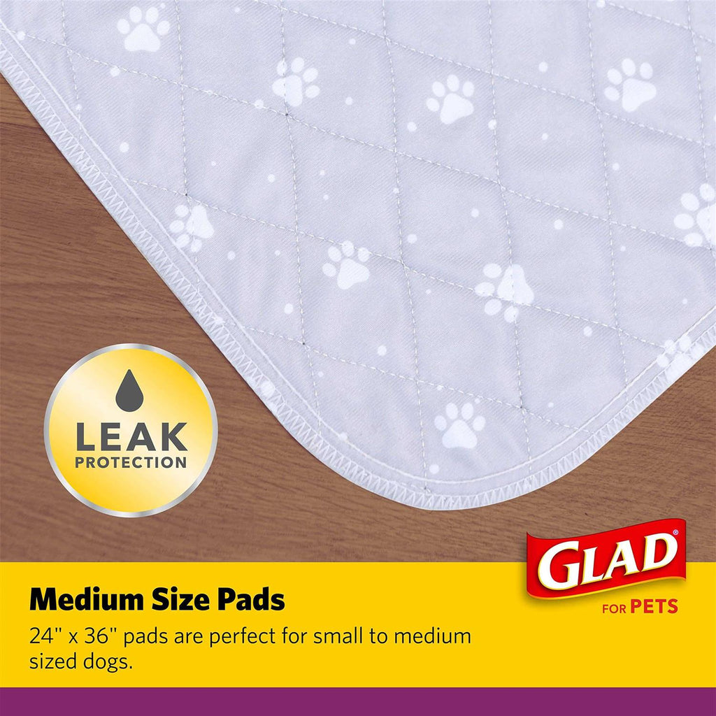 Washable Training Pads Size 2 Pack Gray with Paw Prints N73657
