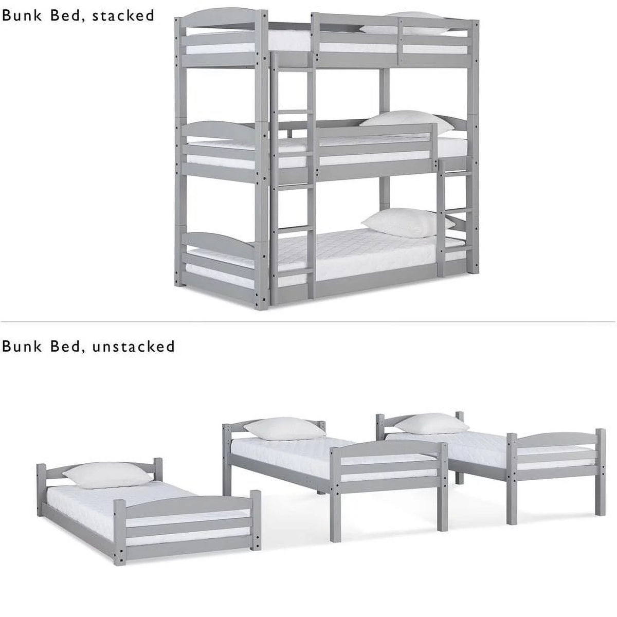 Gray Triple Floor Wood Bunk Bed F988420