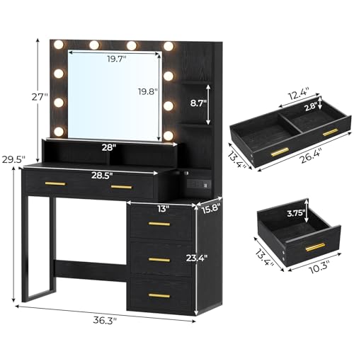 Vintage Vanity Table with Lighted Mirror and Drawers W794486