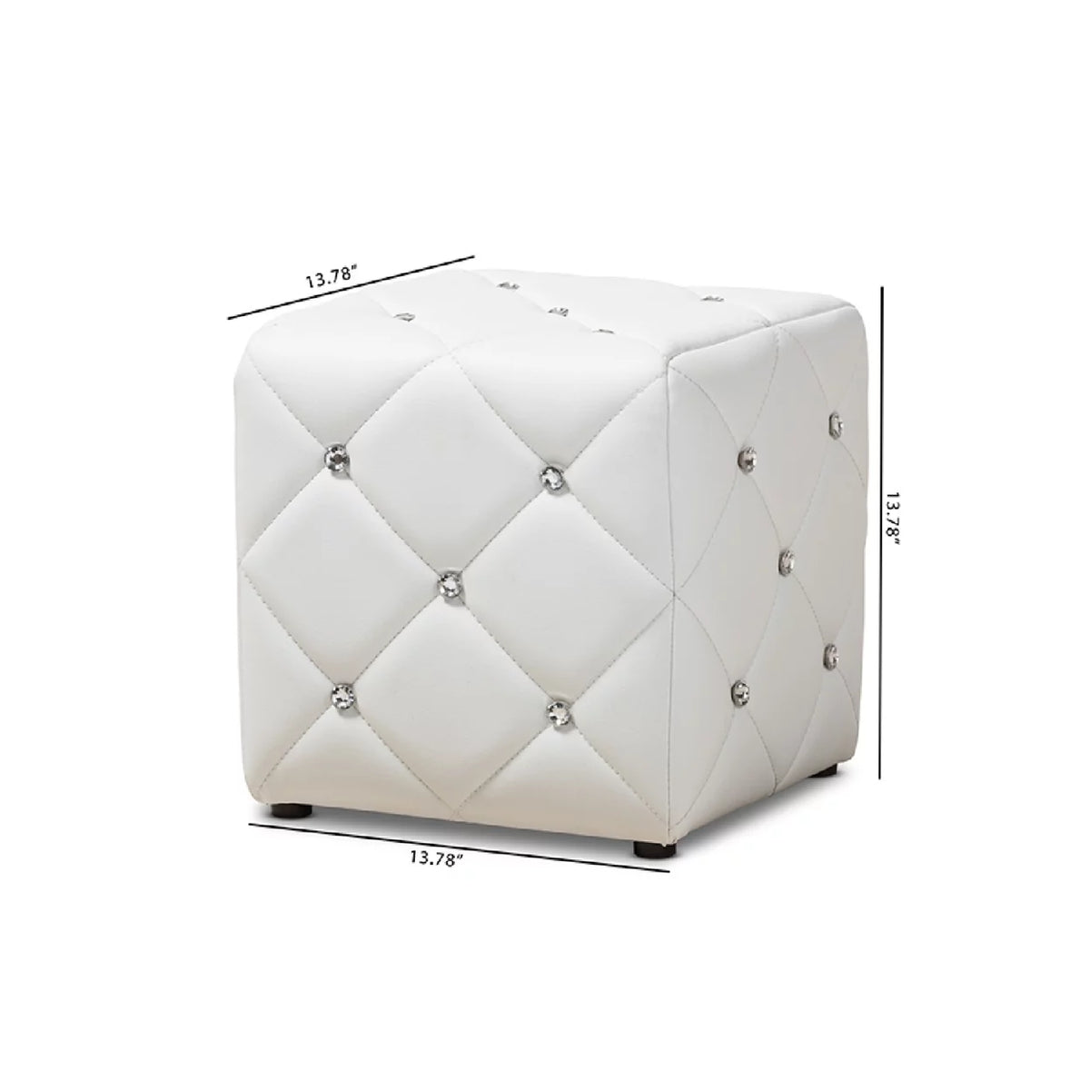 White Faux Leather Upholstered Ottoman Q61424
