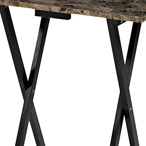 Tray Table Set Faux Marble Brown H4376