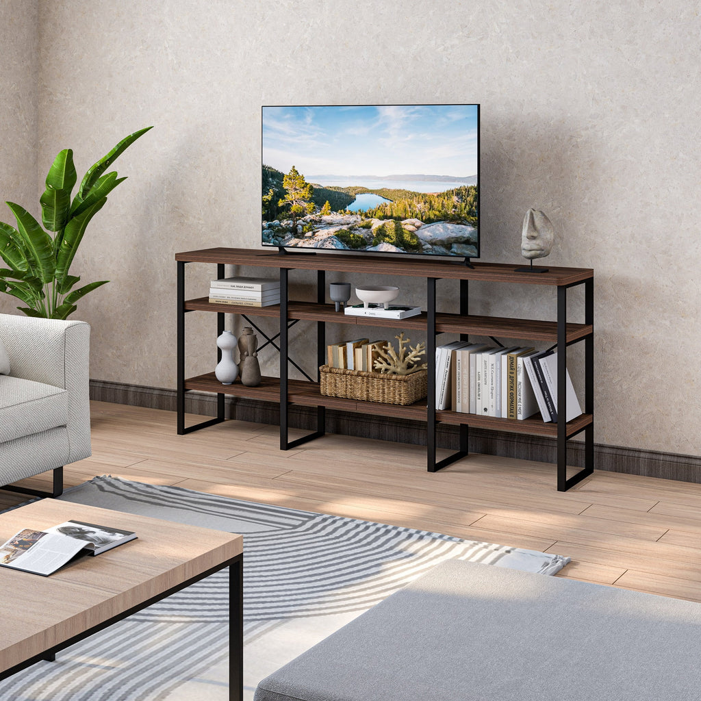 70" TV Stand with Wood Shelves T5673
