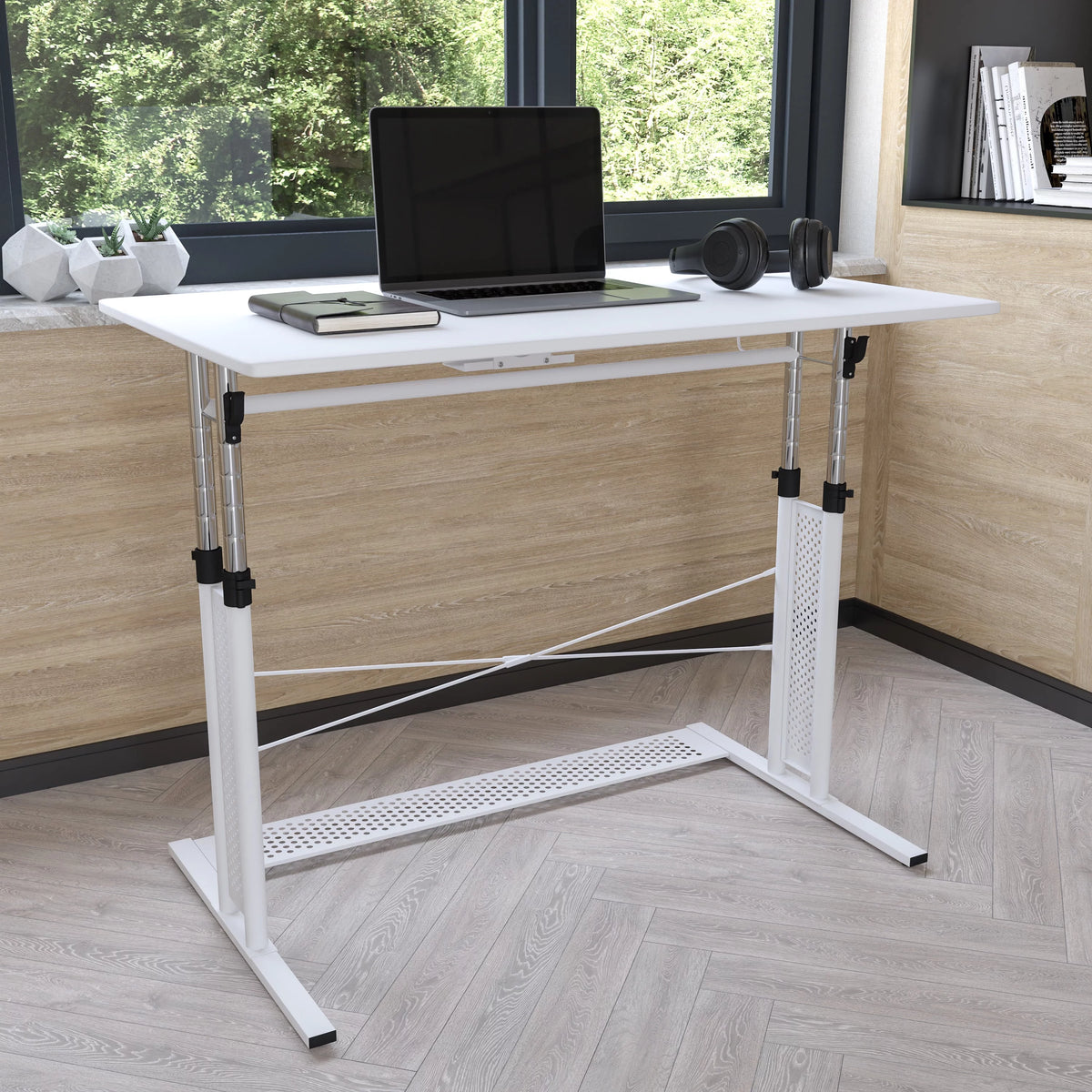 Height Adjustable Sit to Stand Home Office Desk White S27118