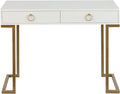 White Gold 2 Drawer Wood Metal Desk P6078