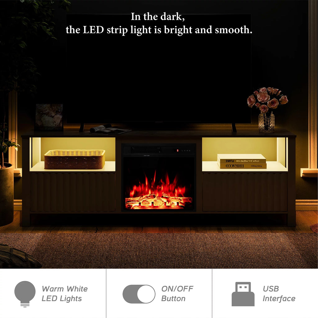 White Fireplace TV Stand up to 80 Inch Y1630