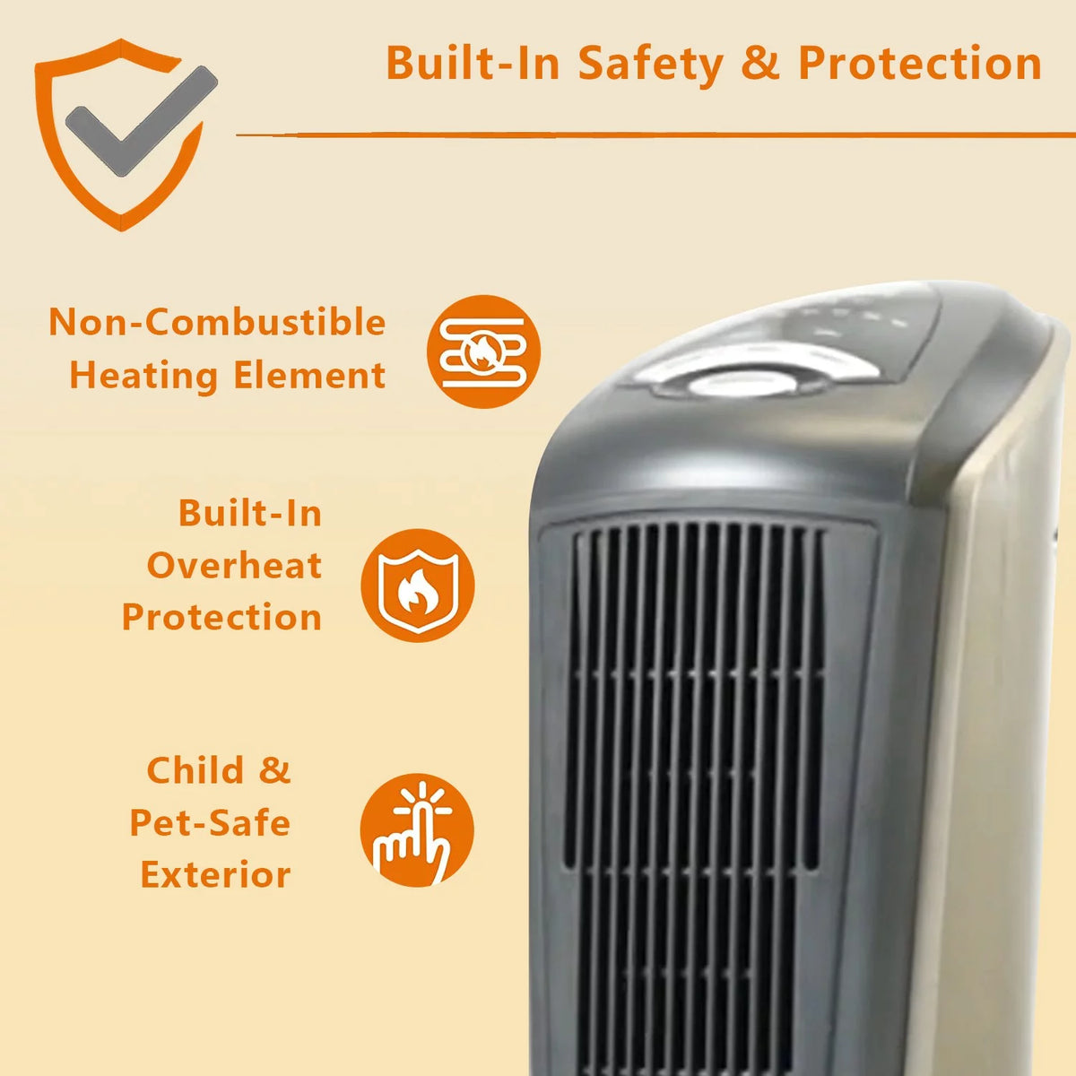 Oscillating Tower Space Heater with Adjustable Thermostat Timer & Remote Control, 22.5 Inches 1500W Grey/Black N26459