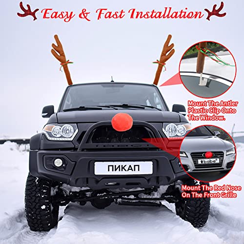 Car Reindeer Antler Kit and Nose Christmas Decoration Set U149