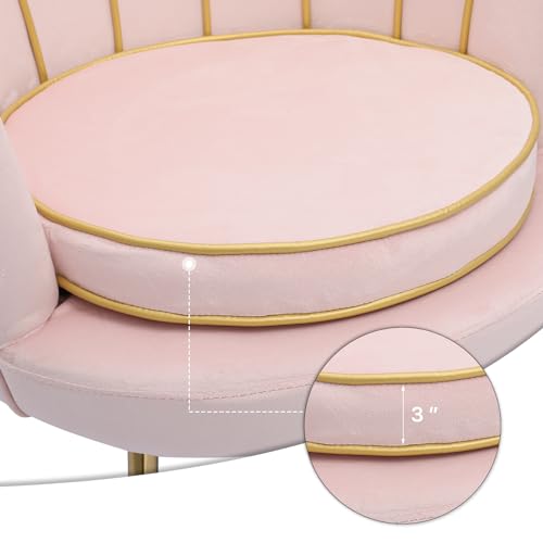 Blue Upholstered Velvet Shell Chair with Cushion and Metal Legs Y11686