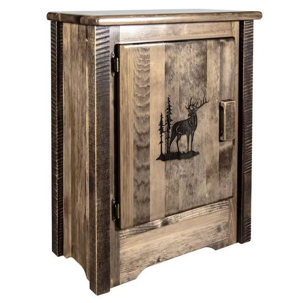 Accent Cabinet with Laser Engraved Elk Design P656