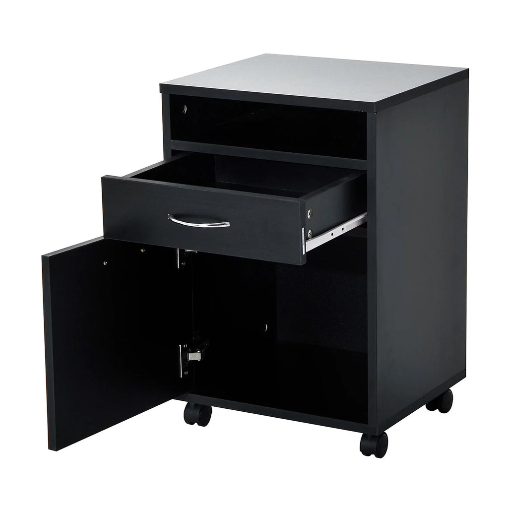 24" Rolling End Table Cart Nightstand Organizer, Black C958