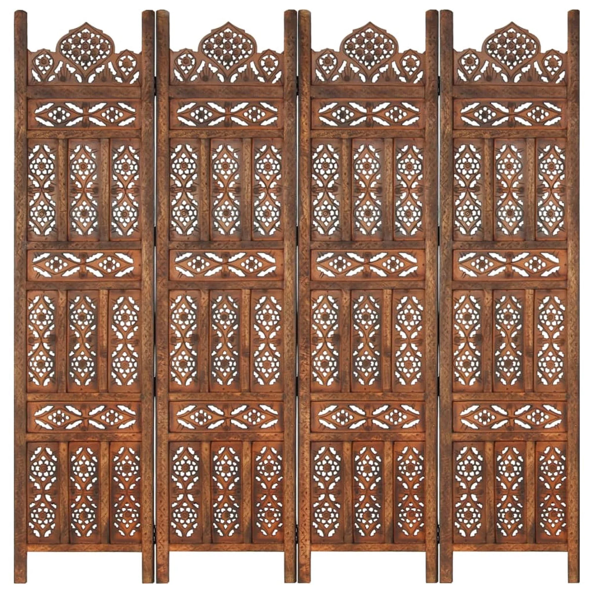 Hand Carved 4-Panel Mango Wood Room Divider Q105