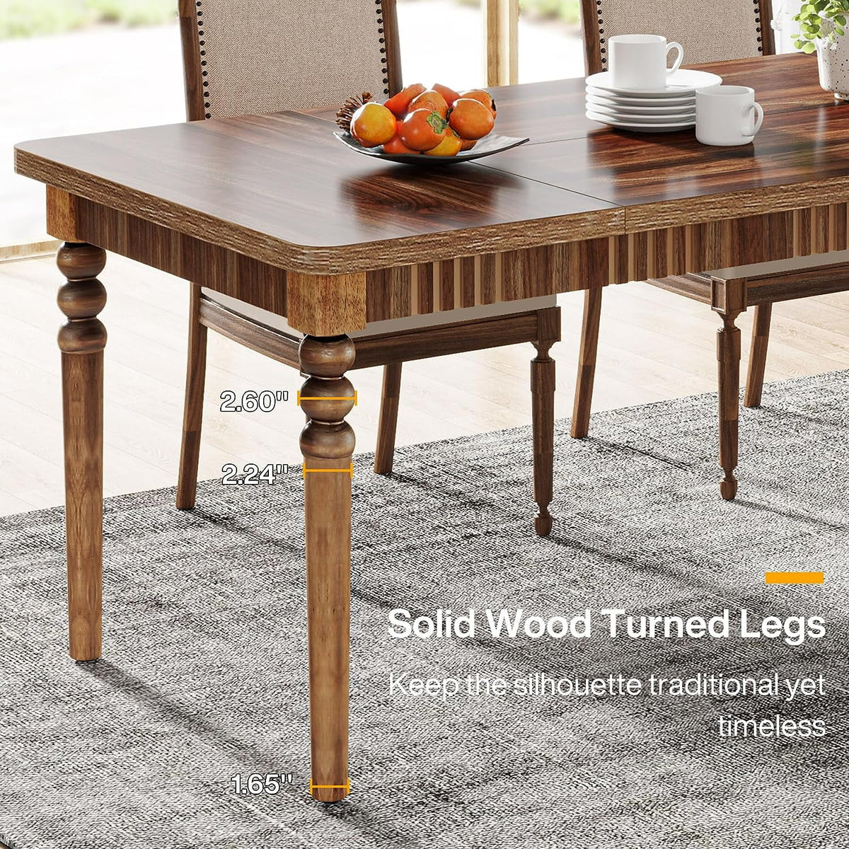 63-inch Farmhouse Dining Table with Solid Wood Turned Legs P73524