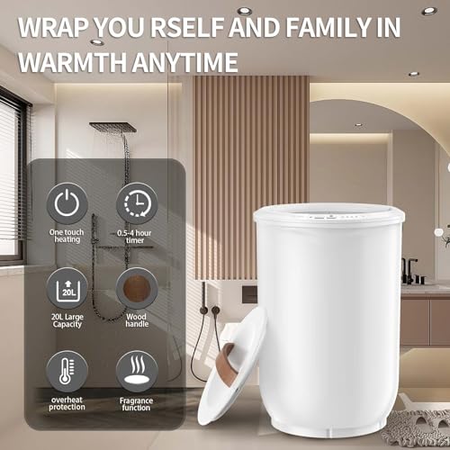 Large Heated Towel Warmer Bucket with Wood Handle E391