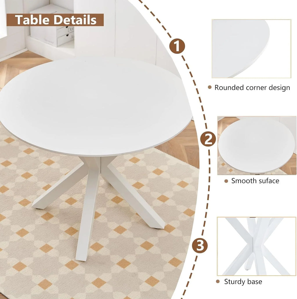 5 Piece White Round Dining Table Set K208613
