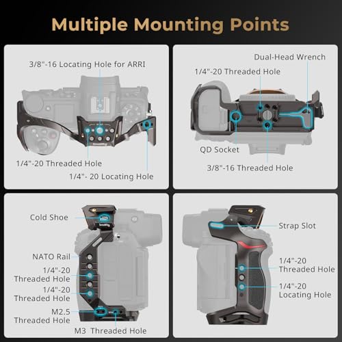 Aluminum Alloy Camera Cage with Quick Release Plate and Cold Shoe Mount R38755