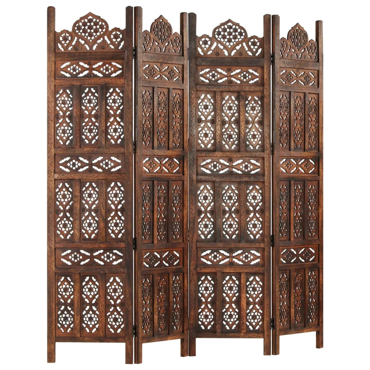 Hand Carved 4-Panel Mango Wood Room Divider Q105