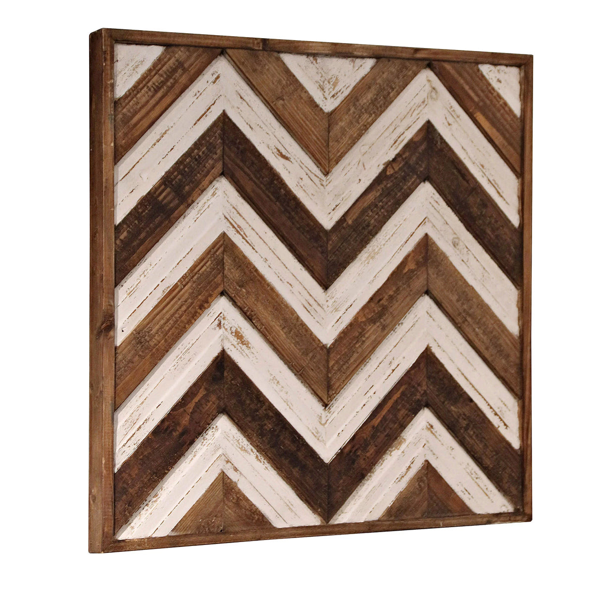 Reclaimed Painted Geometric Framed Wood Panel V7960