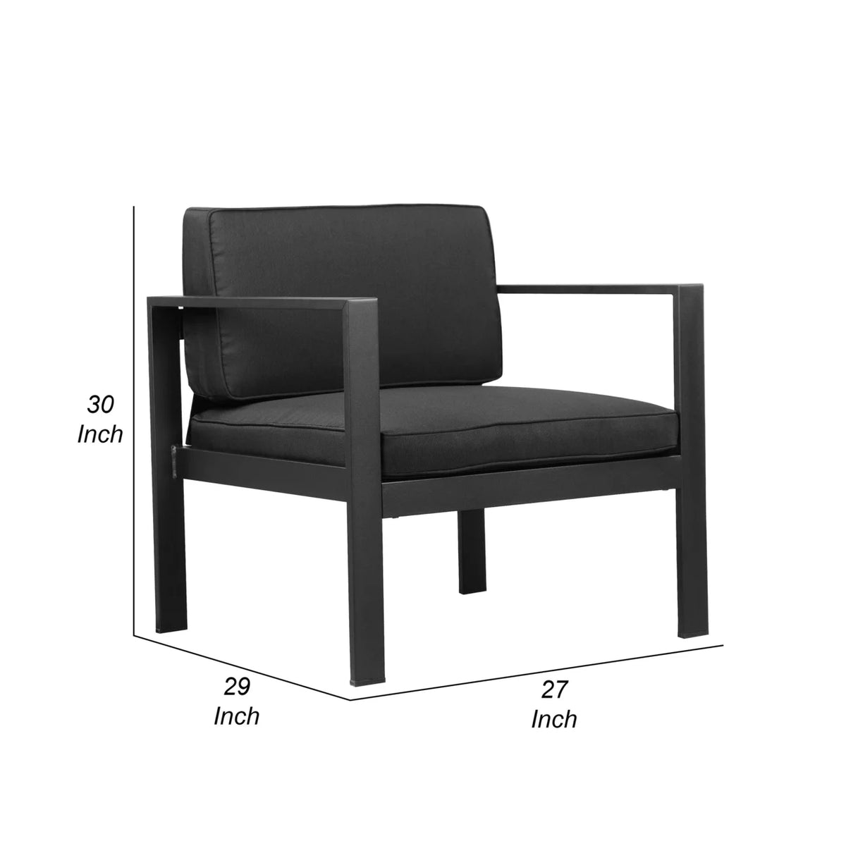 29 Inch Jet Black Aluminum Armchair P7026