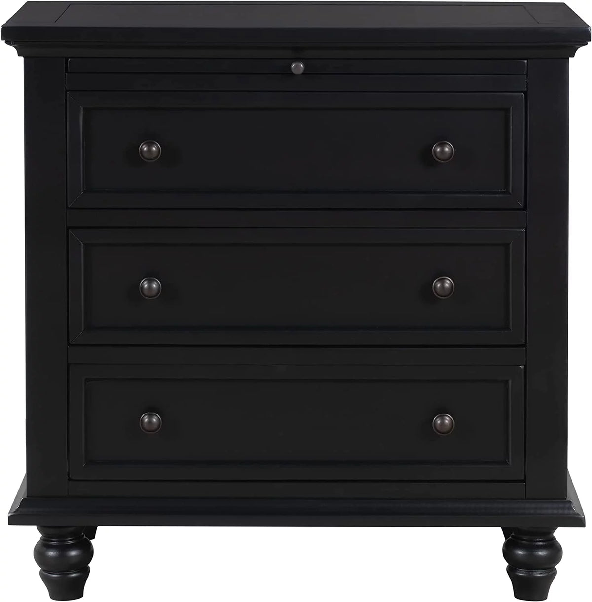 Black 3 Drawer Pine Wood Dresser B32807