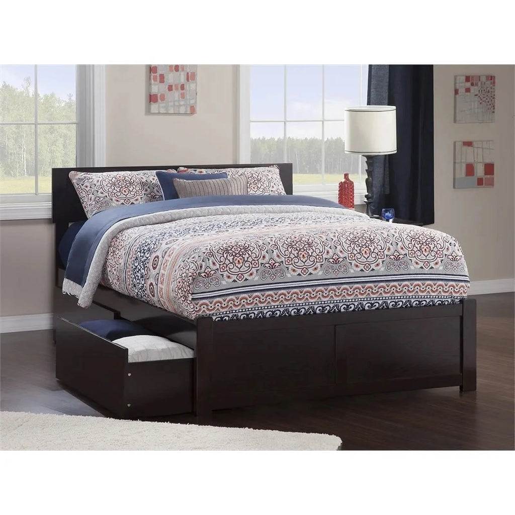 Solid Wood Queen Storage Platform Bed in Espresso M250046