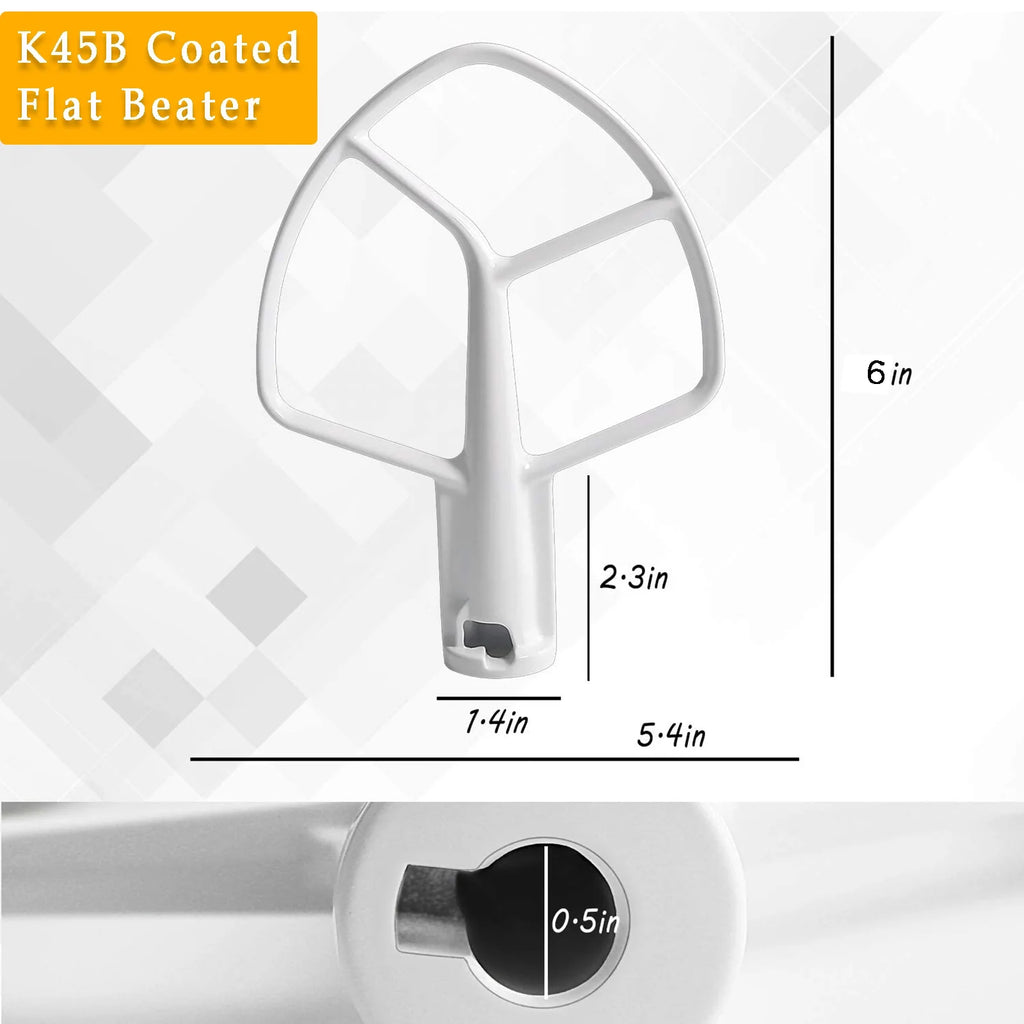 Dough Hook & Wire Whip & Flat Blade Paddle with Scraper for Stand Mixer R607