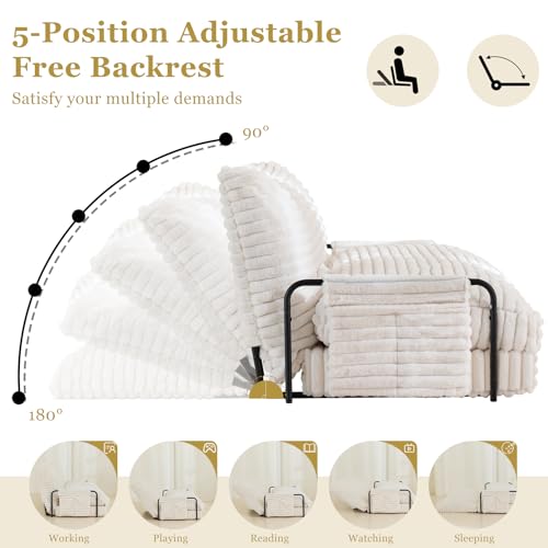 Beige 5-Position Convertible Floor Sofa E314559