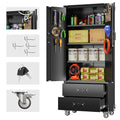 Black Metal Garage Storage Cabinet with Pegboard Z71677