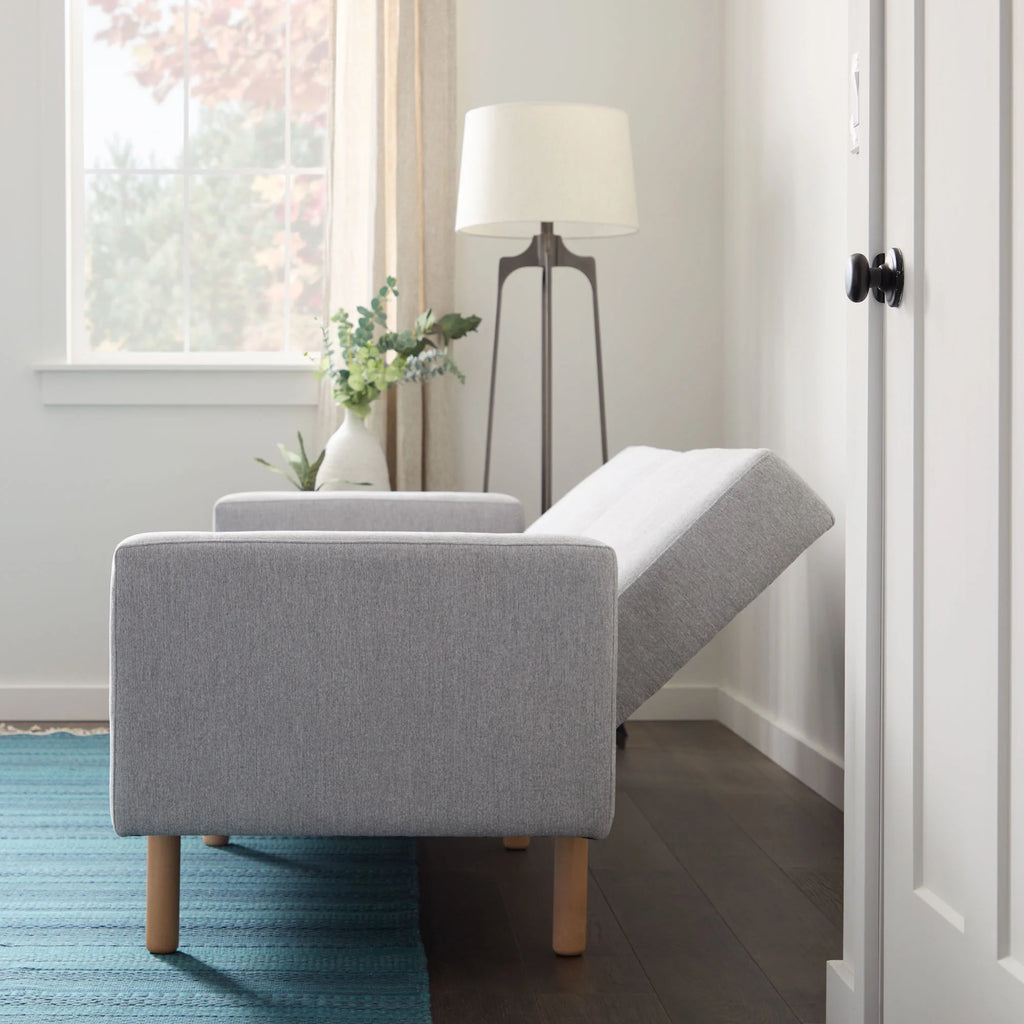Light Gray Upholstered Wood Base Futon I887175