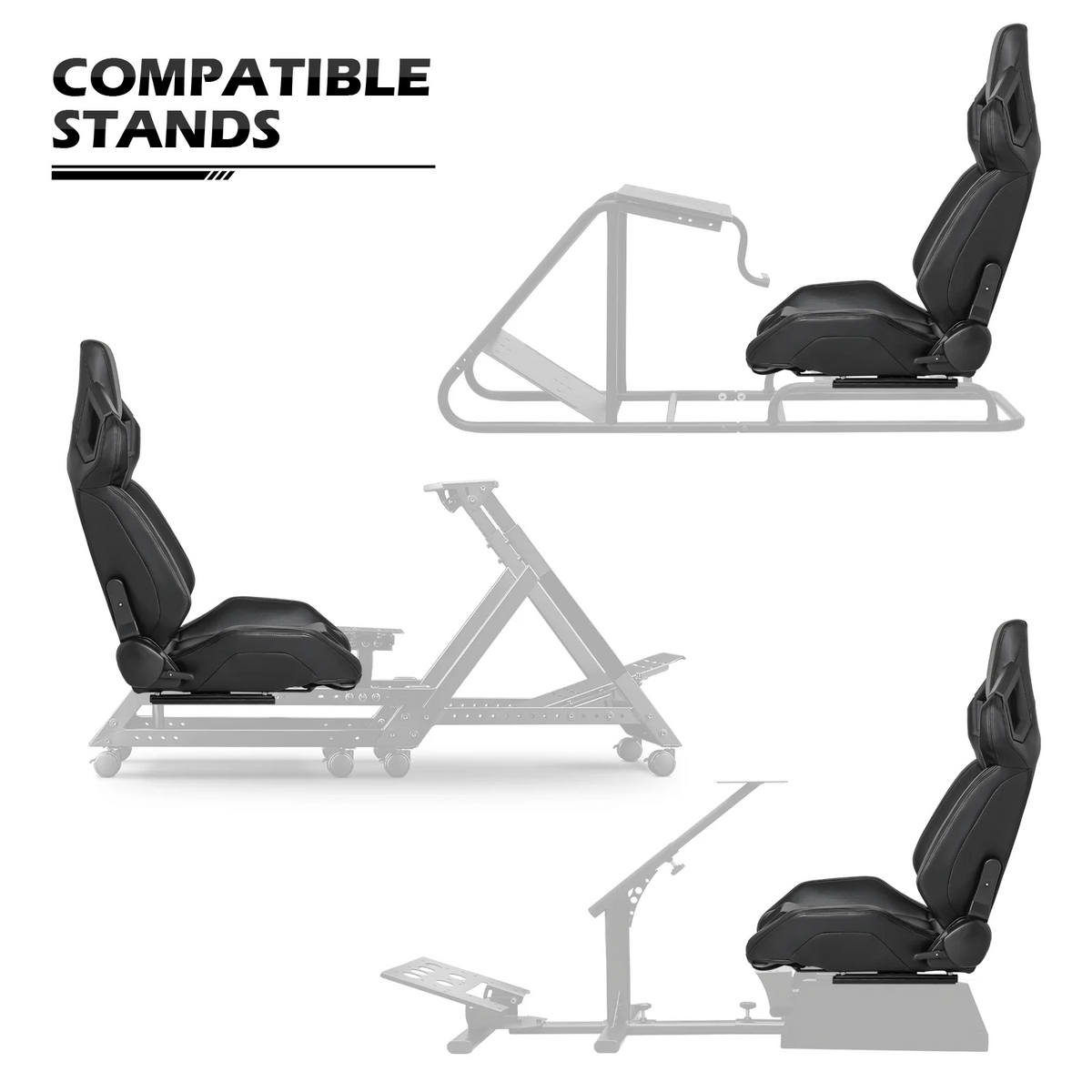 Black Ergonomic Racing Seat with Adjustable Slide J980946