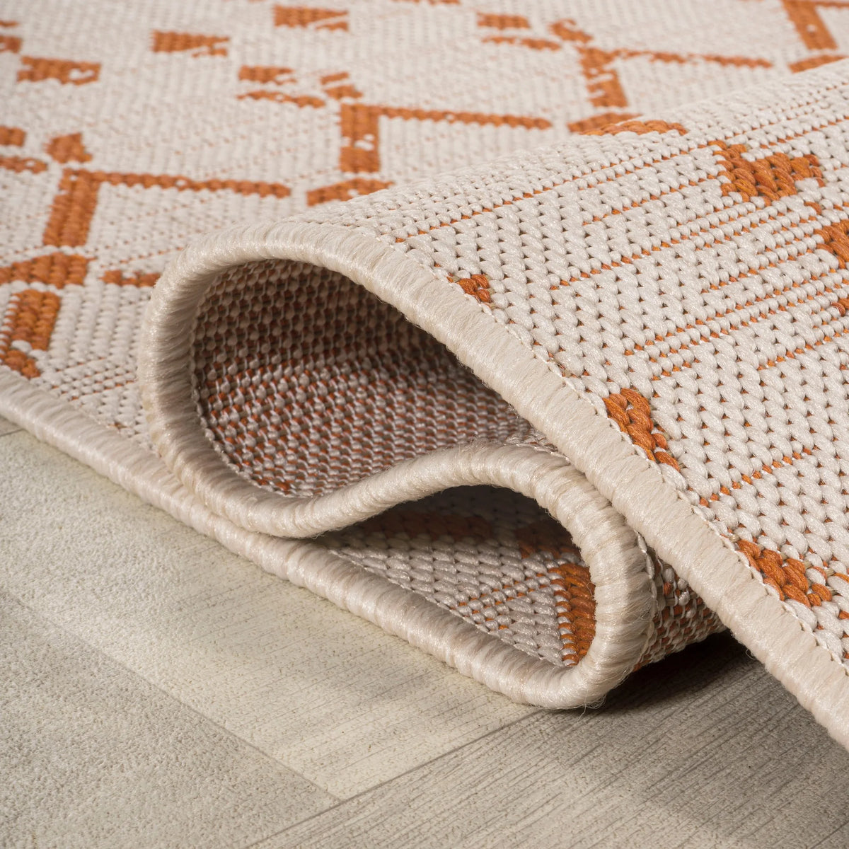 Cream Orange 4 ft. x 6 ft. Indoor Outdoor Area Rug F350398