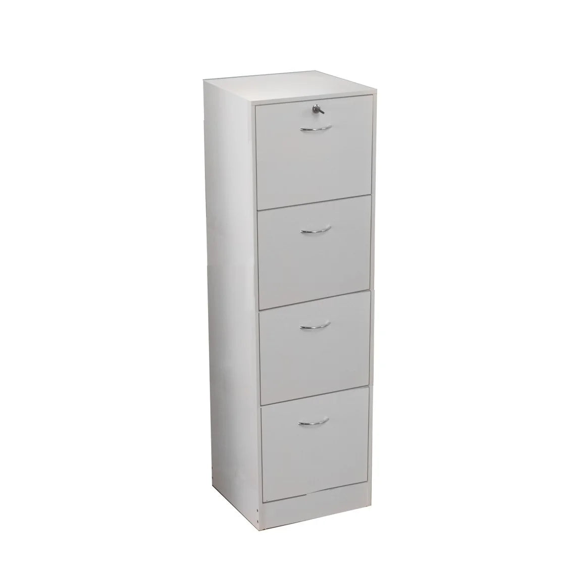 White 4 Drawer Wood Lockable Filing Cabinet D69224