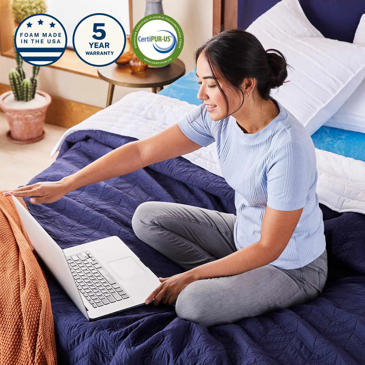 Gel Memory Foam Mattress Topper, King, 3 inch U51277