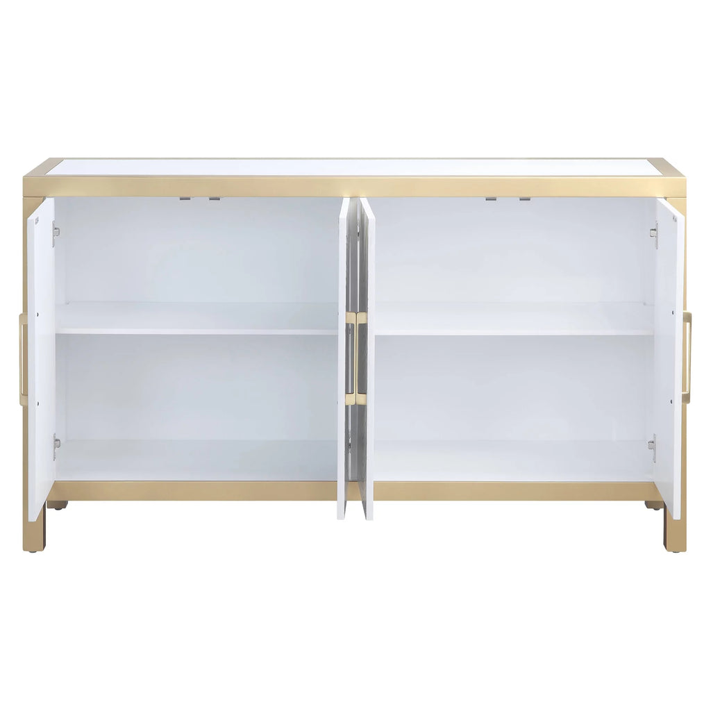 White and Gold Rectangular Console Table C696