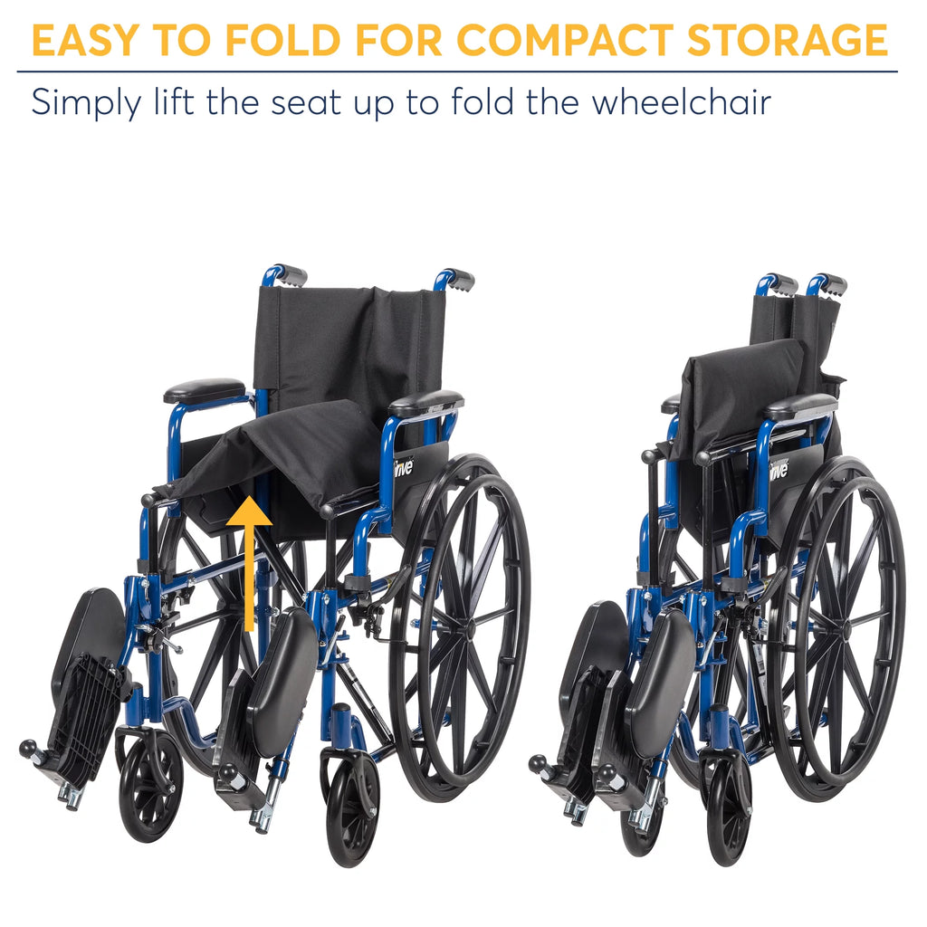 Blue Streak Wheelchair with Flip Back Desk Arms, Elevating Leg Rests, 20" Seat K10274