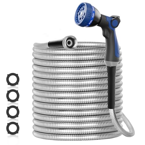 50ft 304 Stainless Steel Garden Hose with Nozzles G314745