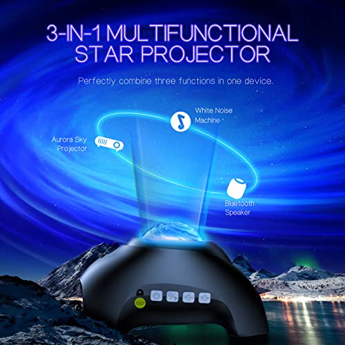 Aurora Projector with 33 Light Effects, LED Star Projector, Remote Control, Bluetooth Speaker W404