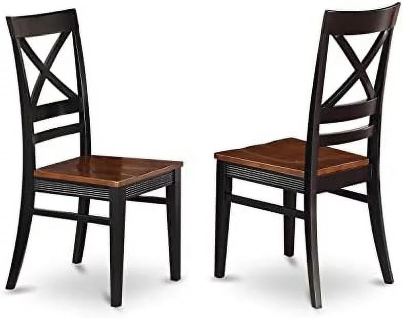 Black & Cherry Cross Back Wooden Seat Dining Chairs Set Of 2 E78861