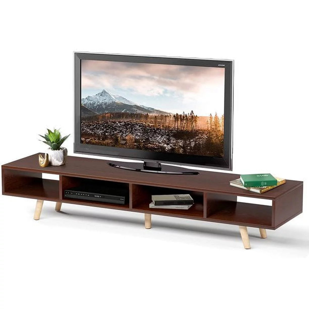 Wood TV Stand with Storage Shelves D760977