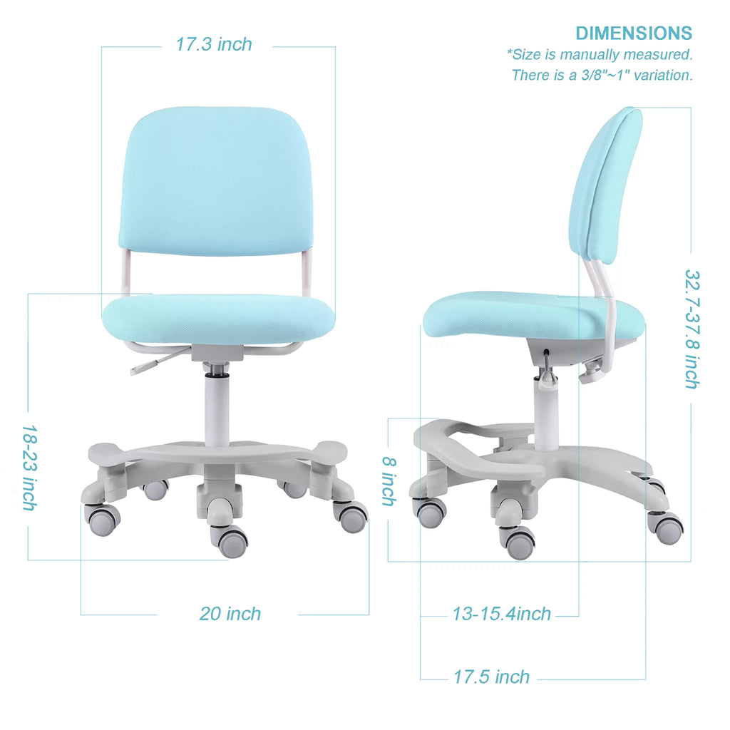 Green Adjustable Kids Desk Chair with Footrest and Lumbar Support W263867