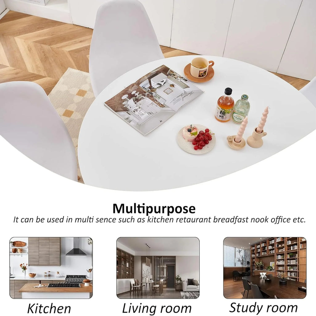 5 Piece White Round Dining Table Set K208613