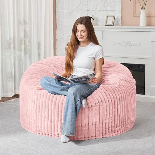 5FT Grey Memory Foam Bean Bag Chair with Plush Cover U196743