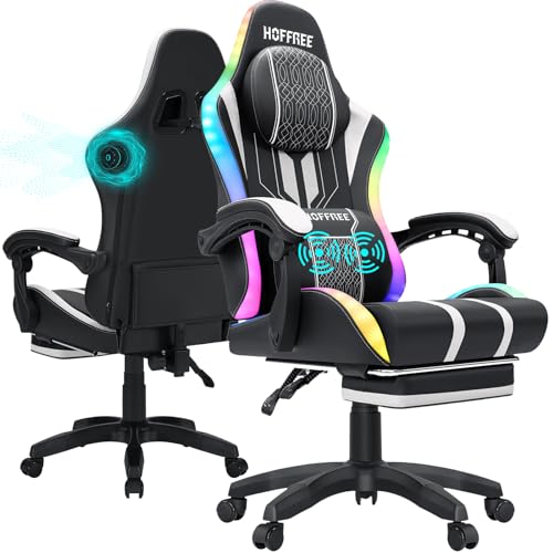 Pink Gaming Chair with Speakers and Footrest F34729