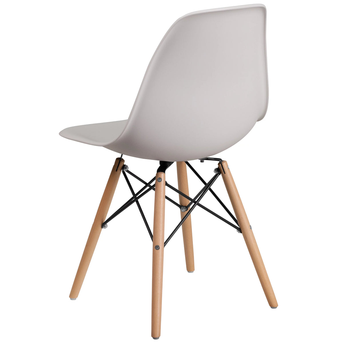 2 Pack White Plastic Chair with Wooden Legs P529087