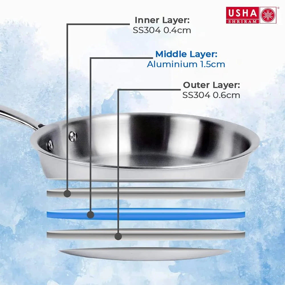 Triply Stainless Steel Frying Pan with Lid V503587