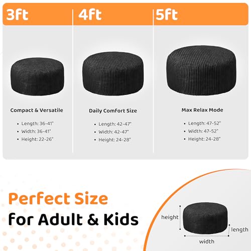 5FT Grey Memory Foam Bean Bag Chair with Plush Cover U196743