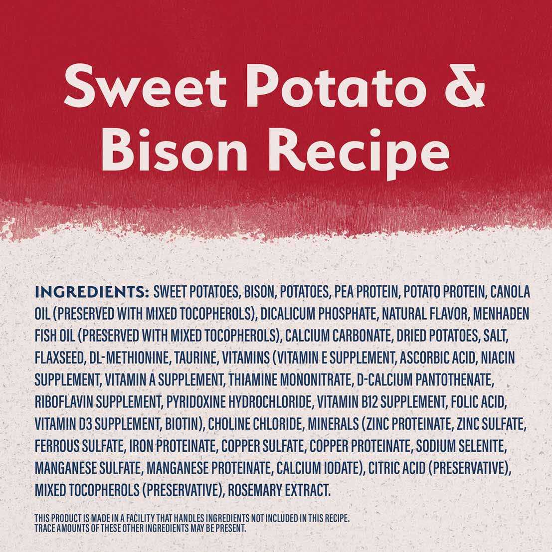 Limited Ingredient Dry Dog Food Sweet Potato Bison O5188