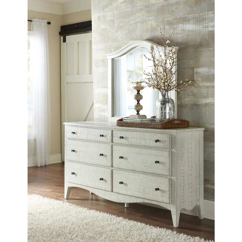 Solid Wood Six Drawer Dresser in White Wash H367183