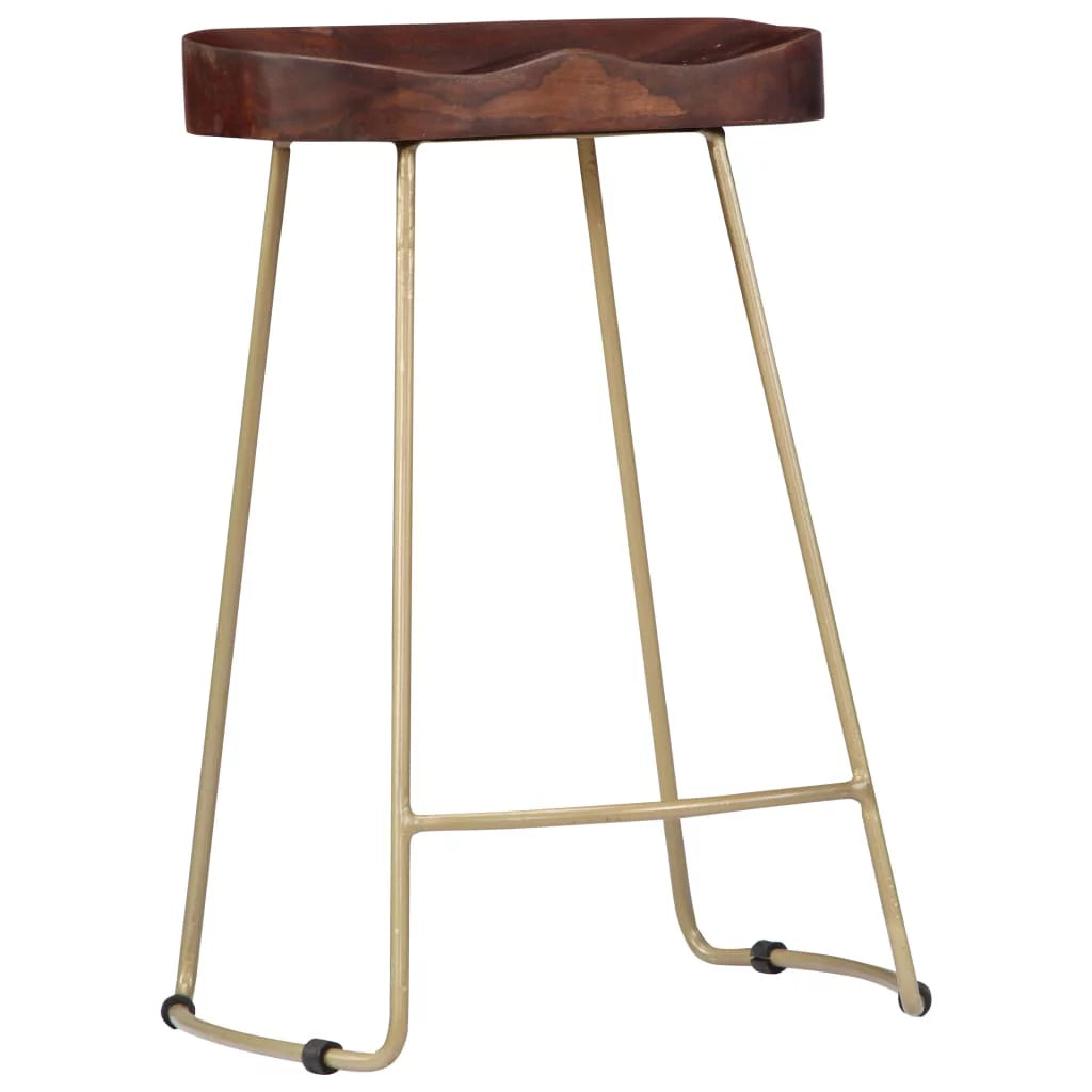 2 pcs Solid Mango Wood Bar Stools M386294