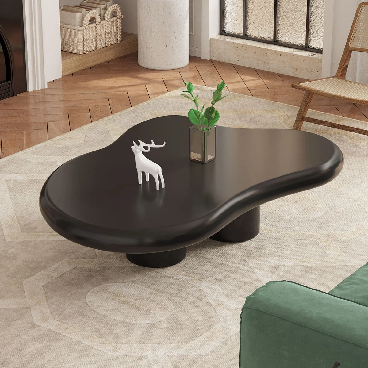 38.58'' Black Irregular Coffee Table K391522